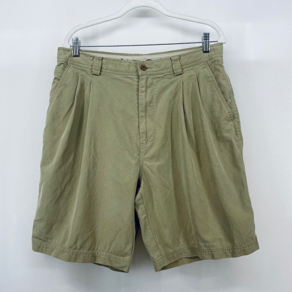 Tommy Bahama Men Size 35 Relax Pleated Short Khaki Tan Tencel Cotton Blend Chino